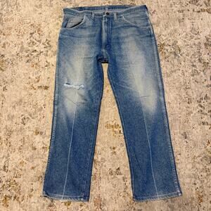 Wrangler Vintage mens 36x29 western distressed cowboy country music straight leg